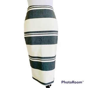 ELIZABETH & JAMES PENCIL SKIRT STRIPE GREY WHITE SIZE 0 XS